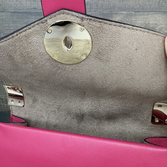 Michael Kors Small Studded Pink Rubin Red Quilted Crossbody Bag Purse - Picture 7 of 12